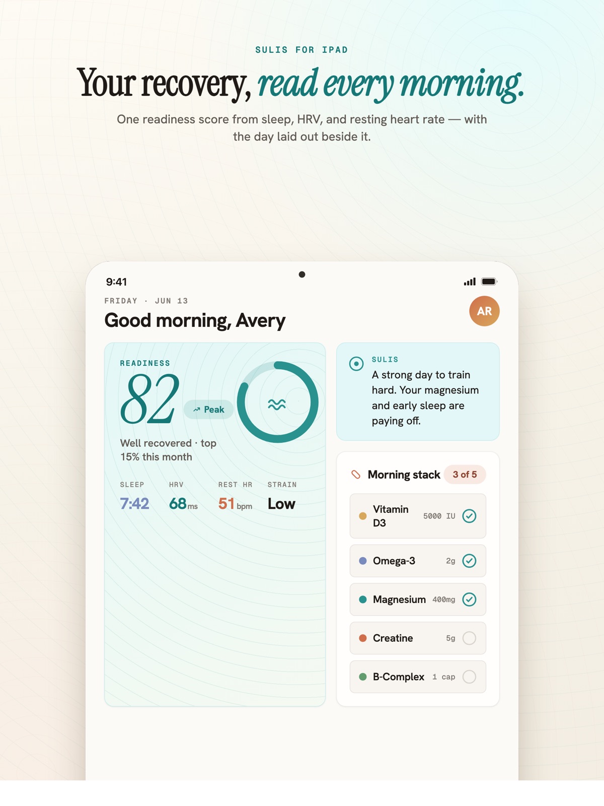 Sulis on iPad — the full health picture on a larger canvas