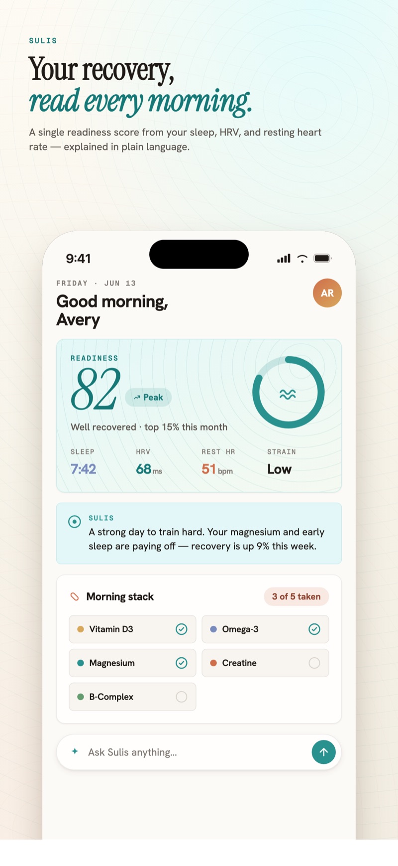 Sulis Today — daily readiness and the daily read