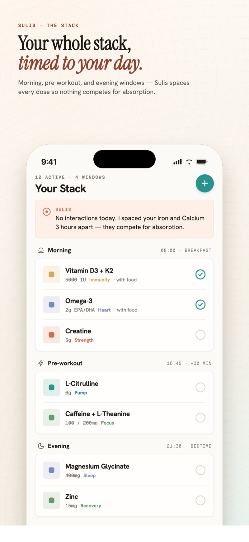 Sulis Stack — your supplements and dose schedule